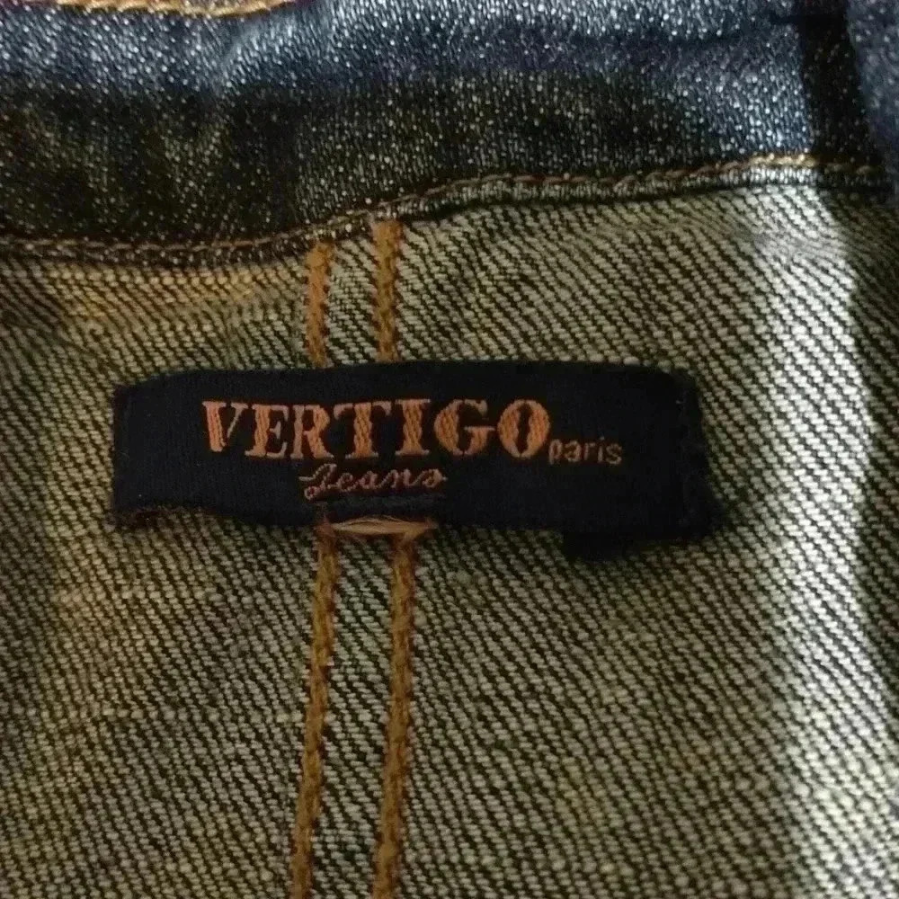 Vertigo Paris M? women's denim jean fitted jacket pockets 3 button - Picture 4 of 7